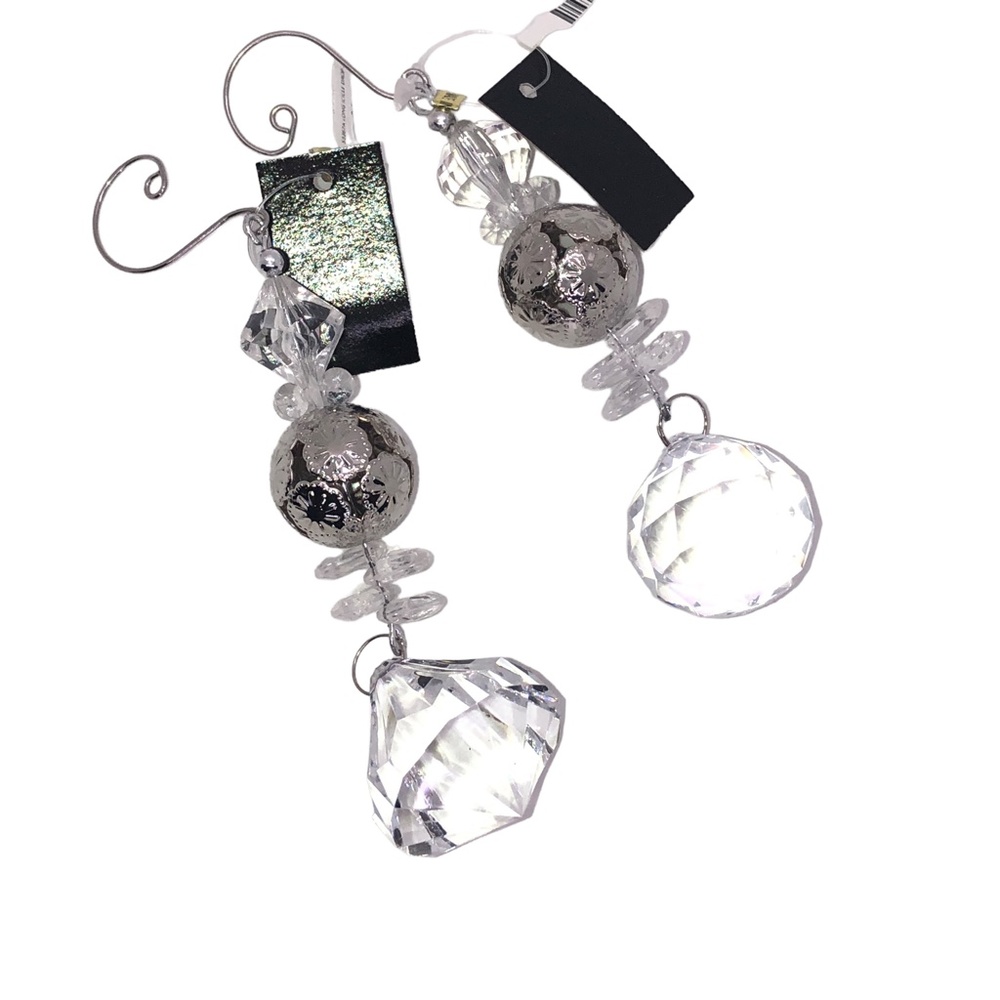 Set of 2 Hanging 6.38"in Dangling Crystal Tree Ornaments